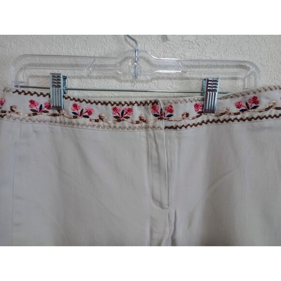 Larry Levine Capri Pants Sport Stretch‎ Embroidered Beaded Boho Size 12 - Picture 4 of 6